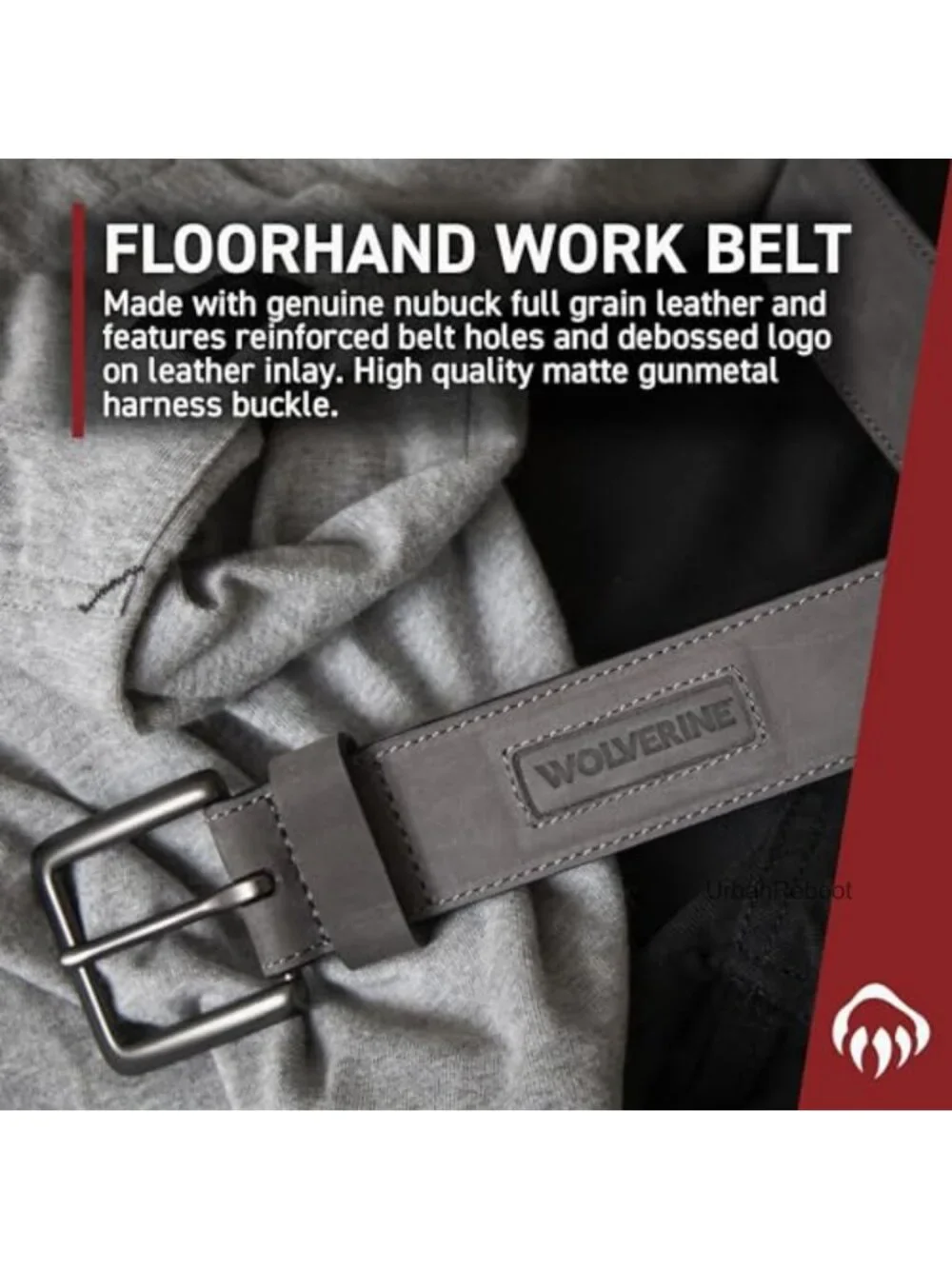 Genuine Nubuck Full Grain Leather Heavy Duty Work Belt with Metal Buckle